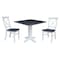 International Concepts 36 in. Solid Wood Square Dual Drop Leaf Dining Table with 2 Chairs in White/Heather Gray K05-36SDP-C613-2 - alternate 1